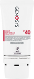 Genosys Sunscreen cream bottle with SPF 40 label on a white background. GENOSYS Multi Sun Cream SPF40 40g lightweight daily sun protection.